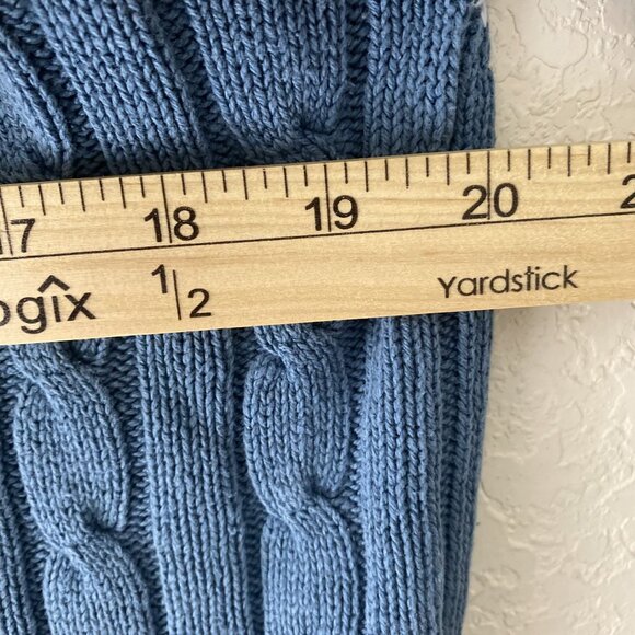 John Ashford Cable Knit Sweater Medium Blue Silk & Cotton Blend Preppy - Picture 6 of 10